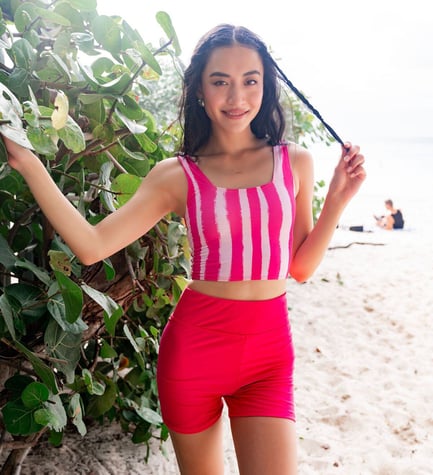 pink-hibiscus-shorts-striped-top