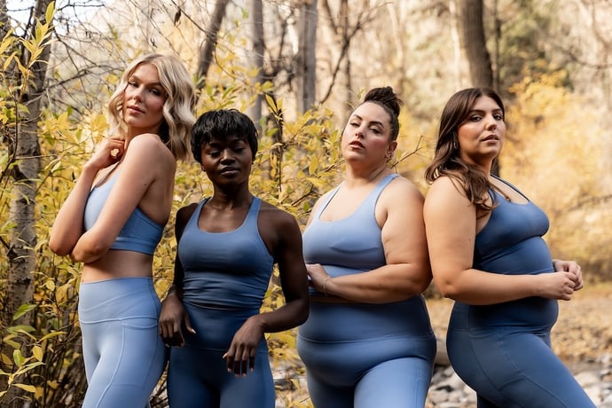 young women wearing matching athleisure wear